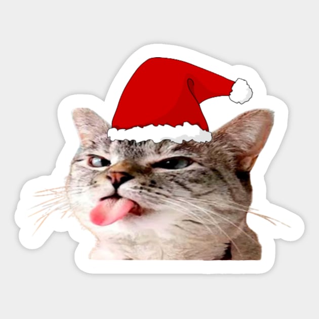 Funny cat christmas, funny memes Sticker by Tee Shop